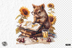 Animals Love Books and Sunflowers Png Product Image 1