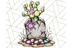 Bold Zombie Clipart PNG, Creepy Halloween Clip Art Product Image 2