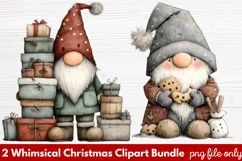2 Whimsical Christmas Clipart | Cute Festive Holiday PNG Product Image 1