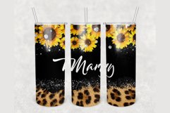 Custom Sunflower Leopard Black Glitter 20 oz skinny tumbler Product Image 1
