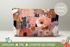 Boho Flowers Cosmetic Bag Template, Floral Cosmetic Bag PNG Product Image 1
