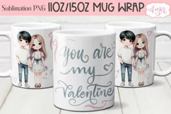 Cute Valentine's Day mug Wrap PNG for Sublimation Product Image 3