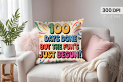 100 days of school Pillow Design, Teacher PNG Sublimation Product Image 1