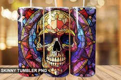 Stained Glass Halloween Skull | Skull 20 oz Skinny Tumbler Product Image 1