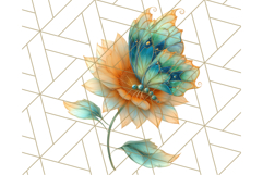 Stained Glass Butterfly and Sunflower PNG Clipart Product Image 2