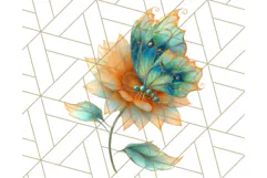 Stained Glass Butterfly and Sunflower PNG Clipart Product Image 2