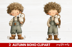 Autumn Boho Clipart | Fall Bohemian Aesthetic PNG Illustrati Product Image 1