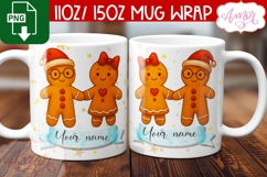 Cute Christmas mug wrap PNG, Gingerbread cookie mug template Product Image 2
