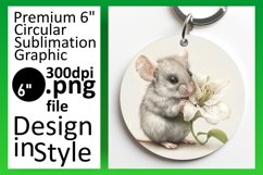 Adorable Mouse with Flowers Round Design PNG Product Image 1