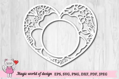 Valentine heart wreath frame paper crafting svg Product Image 2