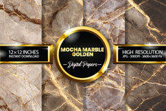 Mocha marble golden Digital Papers - 04 variations Product Image 1
