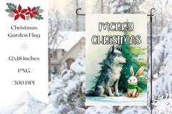 Merry Christmas Garden Flag, Winter Wolf PNG Product Image 1