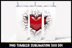 Valentine Tumbler Sublimation I Heart in cracked wall PNG Product Image 1