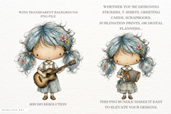 Whimsical Musician Girl Clipart Product Image 2