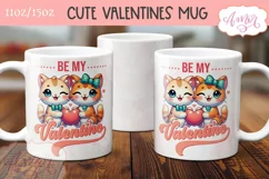 Be my Valentine mug wrap PNG, cute cat couple mug png Product Image 2