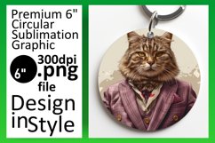 Cat Lover&#039;s Joy Sublimation Circle Design Keychain Product Image 1