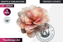 Rose Gold Pink flowers Clipart, Abstract Flowers Wedding PNG Product Image 1