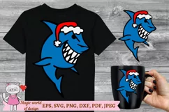 Christmas Shark with Santa hat svg, file for cutting Product Image 1