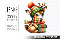 Watercolor Christmas Animals Clipart PNG Bundle, 25 Designs Product Image 2