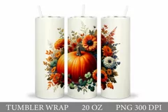 Fall Pumpkin Tumbler Sublimation. Fall Tumbler Design Product Image 1