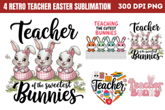 Retro Teacher Easter Sublimation PNG Product Image 1