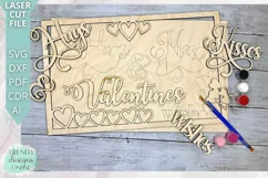 Hugs and Kisses Valentines wishes Sign Glowforge laser cut Product Image 2