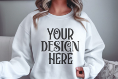 White Gildan 18000 Mockup, Gildan Sweatshirt Mockup Product Image 1
