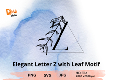 Monogram Elegant Letter with Leaf Motif - A to Z Nature-Insp Product Image 1