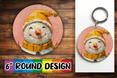 Cute Snowman Design Keychain Round Christmas PNG Product Image 1