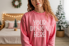 Safety Pink Gildan 18500 Sweatshirt Mockup, Unisex mockups Product Image 1