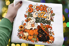 Spooky Cozy Season Halloween Ghost and Black Cat Autumn Product Image 3