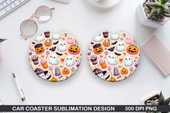 Ghost Car Coaster Sublimation | Halloween Coaster PNG Product Image 1