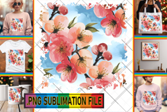 Elegant TOTE BAG Art Magic PNG, Flower Pattern Product Image 1