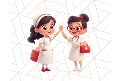 Nurse Clipart Bundle, Medical Staff PNG, Cute Kid Nurse Png Product Image 7