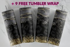 Black Watercolor Glitter Leopard Print 20 oz tumbler design Product Image 1