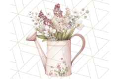 Watering Can Flowers PNG, Rustic Floral Watercolor Clipart Product Image 3