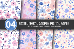 Pastel Floral Garden Digital Paper Product Image 1