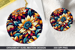 Flowers Stained Glass Ornament PNG, Digital Download File Product Image 1