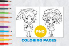 Cute girl under an umbrella Coloring Pages | Coloring book Product Image 1