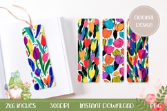 Cartoon Tulips Bookmark Designs, Flowers Bookmark PNG Product Image 1