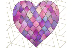 Stained Glass Heart PNG Clipart in Pastel and Bright Colors Product Image 2