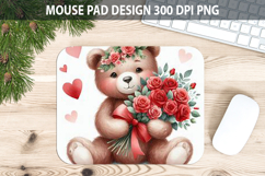 Watercolor Bear Mouse Pad Sublimation - Valentines Png Product Image 1