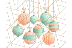 Coral and Aqua Christmas Clipart PNG, Pastel Holiday Art Product Image 2