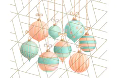Coral and Aqua Christmas Clipart PNG, Pastel Holiday Art Product Image 2