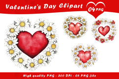 Valentine Daisy Heart Floral Clipart PNG Product Image 1