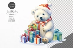 Christmas clipart, Polar bear clipart, Winter sublimation Product Image 1