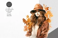 Autumn clipart, Woman clipart, Fall clipart Product Image 1