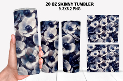3D Flower Skinny Tumbler 20oz Wrap Design,Flowers Tumble PNG Product Image 1