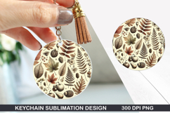 Flower Keychain Sublimation - Autumn Keychain PNG Design Product Image 1