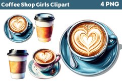Coffee Shop Girls Clipart PNG Product Image 1